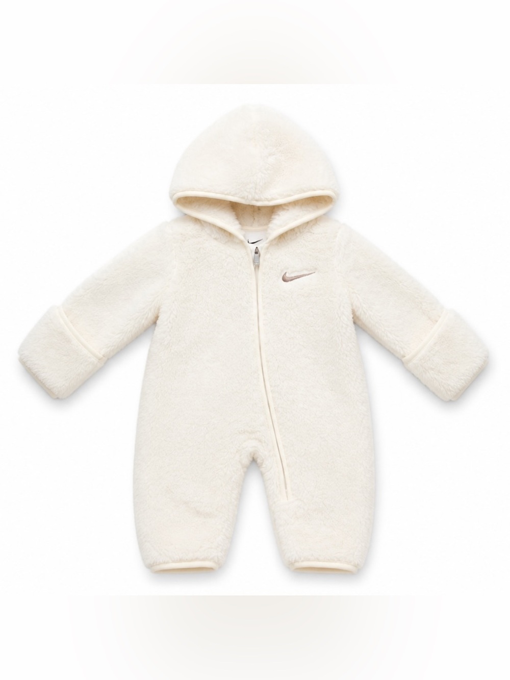 Nike Cream Sherpa Hooded Baby One-Piece 3M